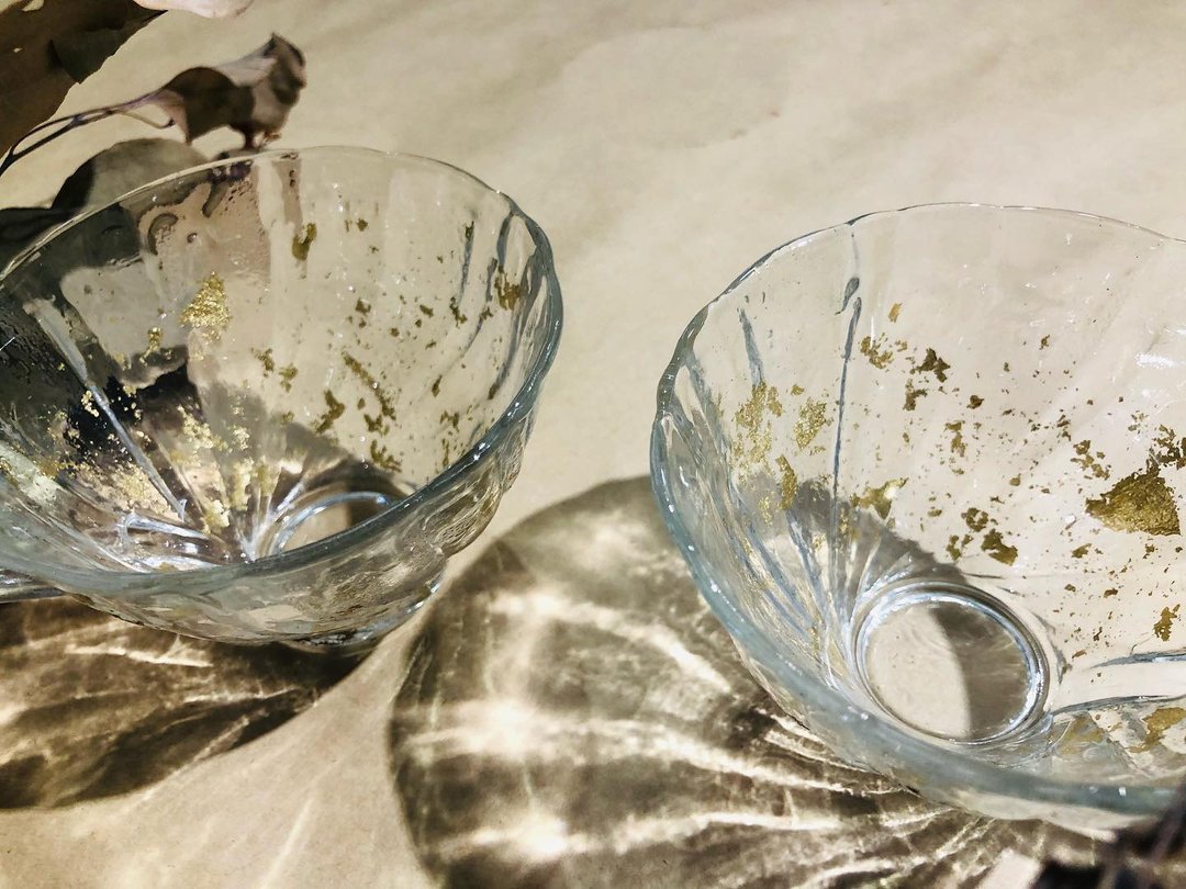 岁末出清 对杯 金箔款 透明玻璃杯 花茶杯 咖啡杯 琉璃 双杯 茶杯 - 茶具/茶杯 - 玻璃 透明