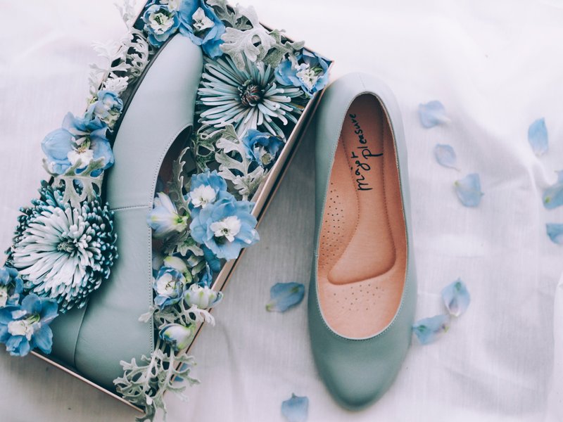 不磨脚!银叶草绿-柔软羊皮低跟鞋 全真皮 - 高跟鞋 - 其他材质 绿色