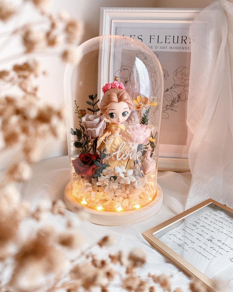 (接单订制) 大型 永生花 干燥花 玻璃罩 公仔 情人节 生日 定制 - 干燥花/捧花 - 植物．花 多色