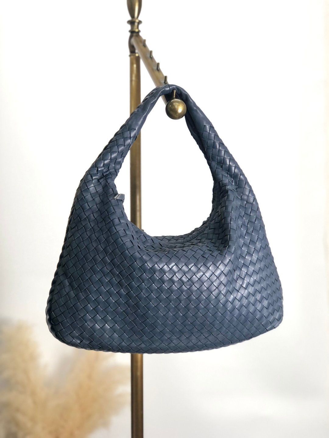 【日本直送，名牌二手包装】Bottega Veneta 单肩包蓝皮革 Hobo 包 Intrecciato y3t2mm - 侧背包/斜挎包 - 真皮 蓝色