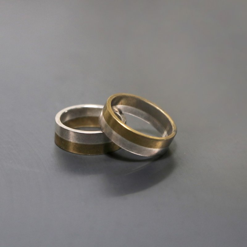 拼接系列 | 一半的美好 纯银黄铜戒指 - 戒指 - 其他金属 金色