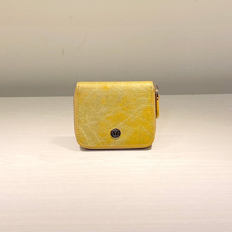 SWEETBURDEN 蚕丝牛皮-拉链零钱包  小钱包 真牛皮 手作 - 零钱包 - 真皮 金色