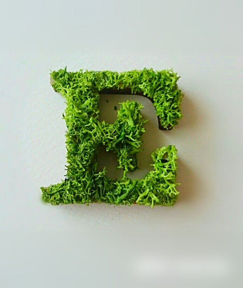 Wooden Alphabet Object (Moss) 5cm/Ex 1 piece - 摆饰 - 木头 绿色