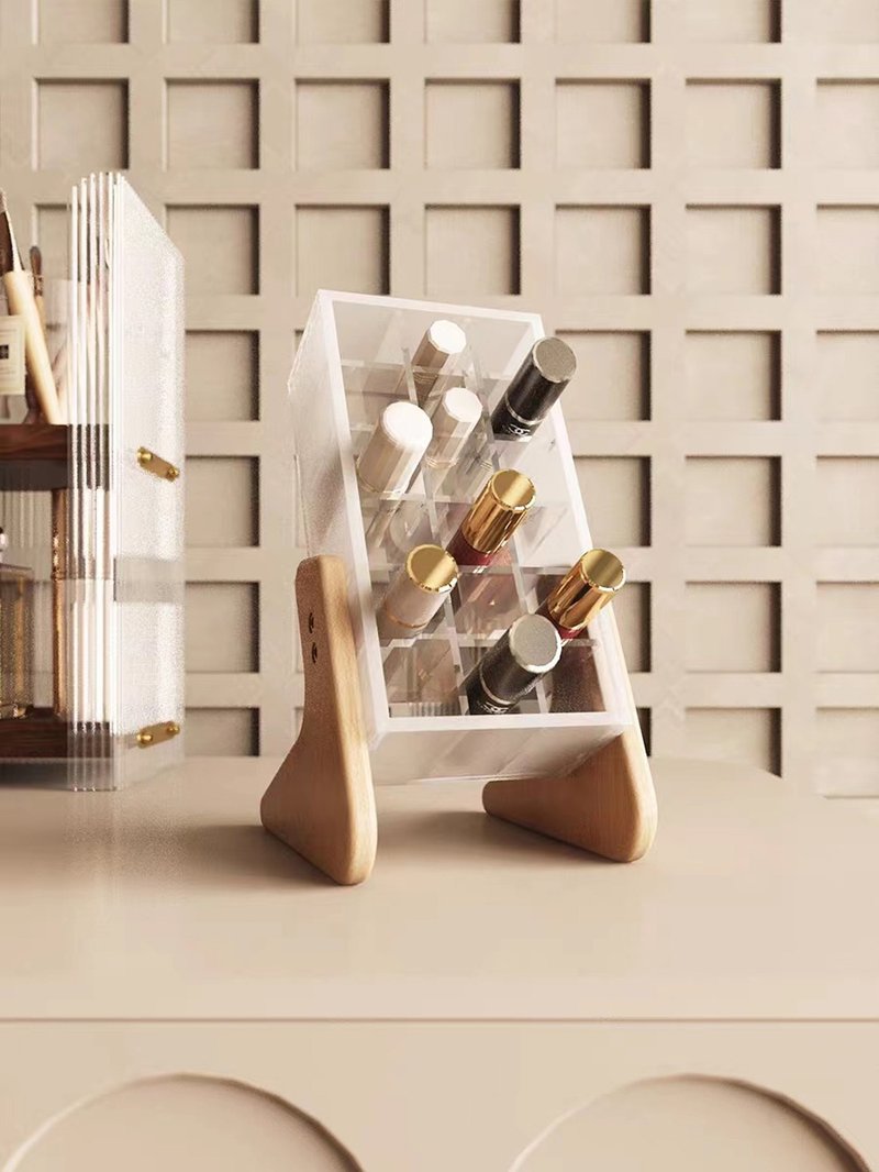 口红收纳架 唇膏收纳盒 榉木 压克力 黄铜 - 收纳用品 - 木头 