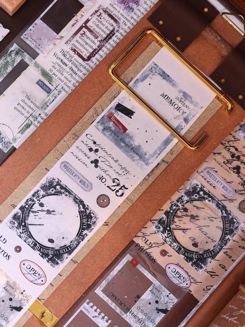 旧相框 复古英文字素边框和纸PET手帐贴本胶带拼贴 - 纸胶带 - 纸 多色