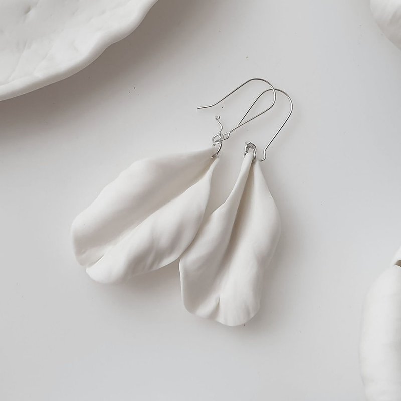 婚礼耳环白色耳环首饰为妇女 - 耳环/耳夹 - 陶 白色