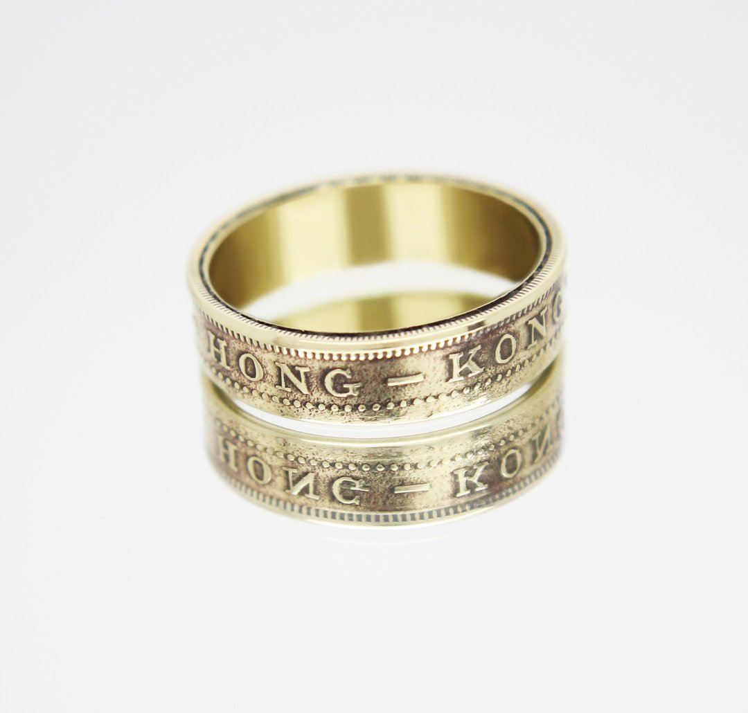 Hong Kong Coin Ring 10 cents 1948-1951 hong kong ring coin rings for men - 戒指 - 其他金属 