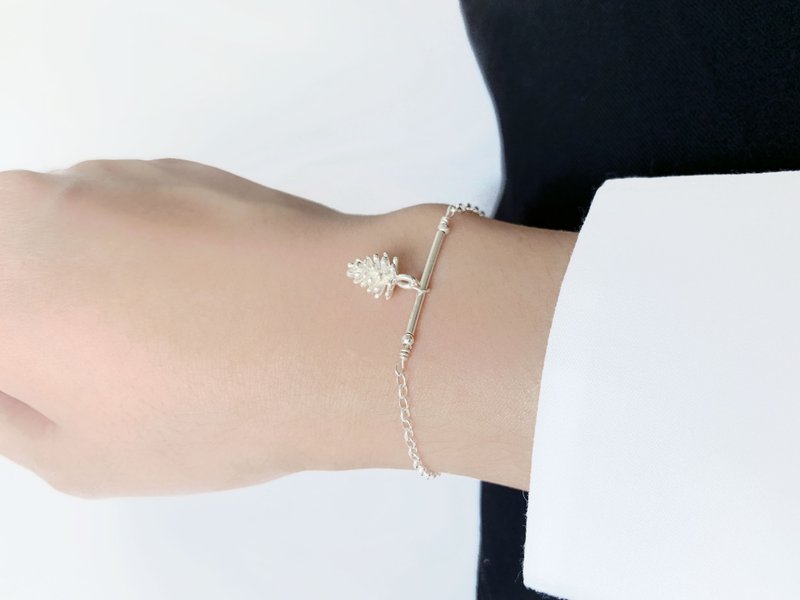 简约直线手链 / 银果 - 松果 925银手链 - 手链/手环 - 纯银 银色