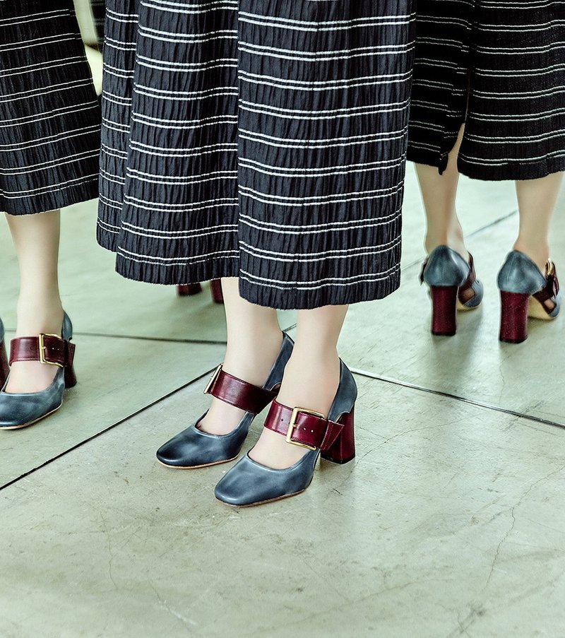 8.5 玛莉珍高跟鞋 - 墨灰 - 高跟鞋 - 真皮 蓝色