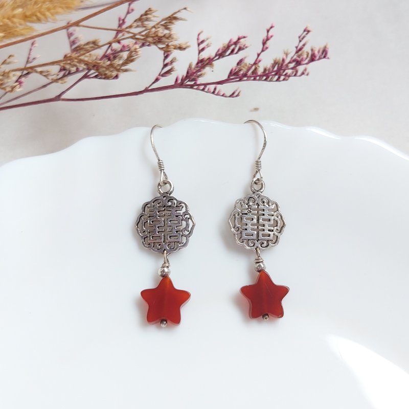 s925纯银 红玛瑙耳环 | 手作定制 手链 项链 耳饰 饰品 - 耳环/耳夹 - 纯银 