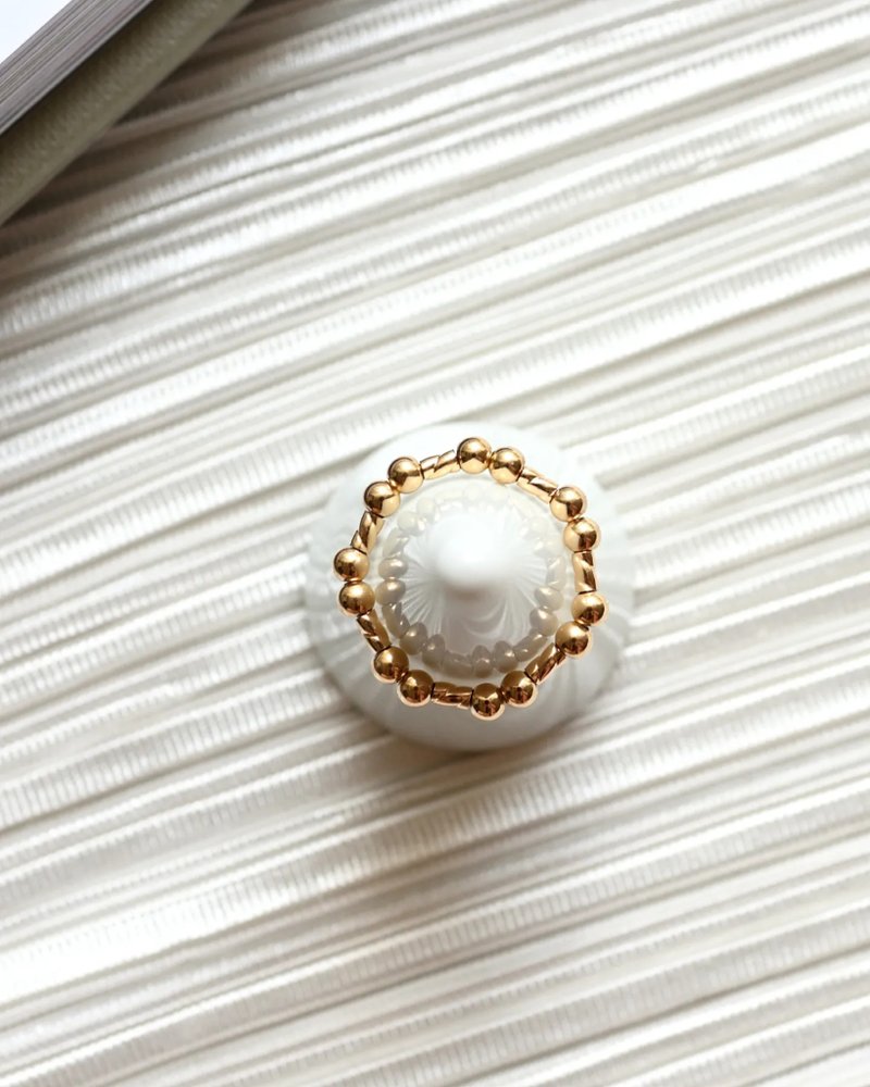 织语露珠 - 金珠金管弹性戒指 - 戒指 - 其他材质 