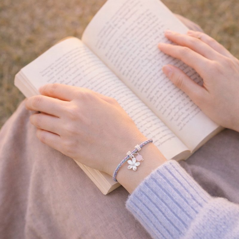 编织手环 | 防水蜡线 | 纯银冰花 | 极简日常手链 - 手链/手环 - 纯银 多色