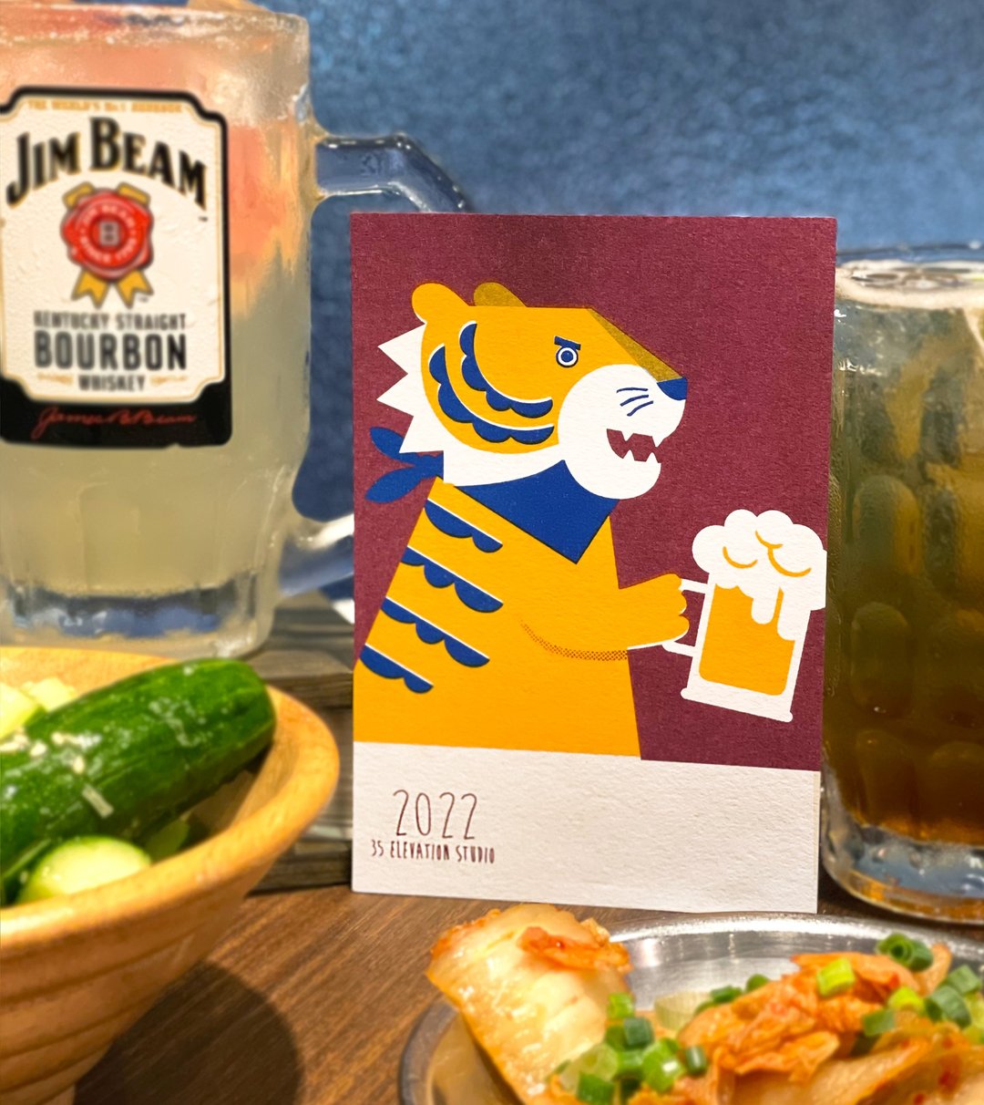2022 年贺状 / 虎年明信片-酒红 - 卡片/明信片 - 纸 橘色
