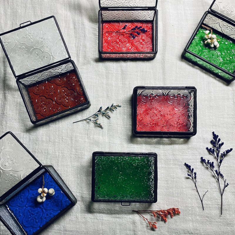 囍饼盒 | 镶嵌玻璃珠宝盒/饰品盒 - 摆饰 - 玻璃 多色
