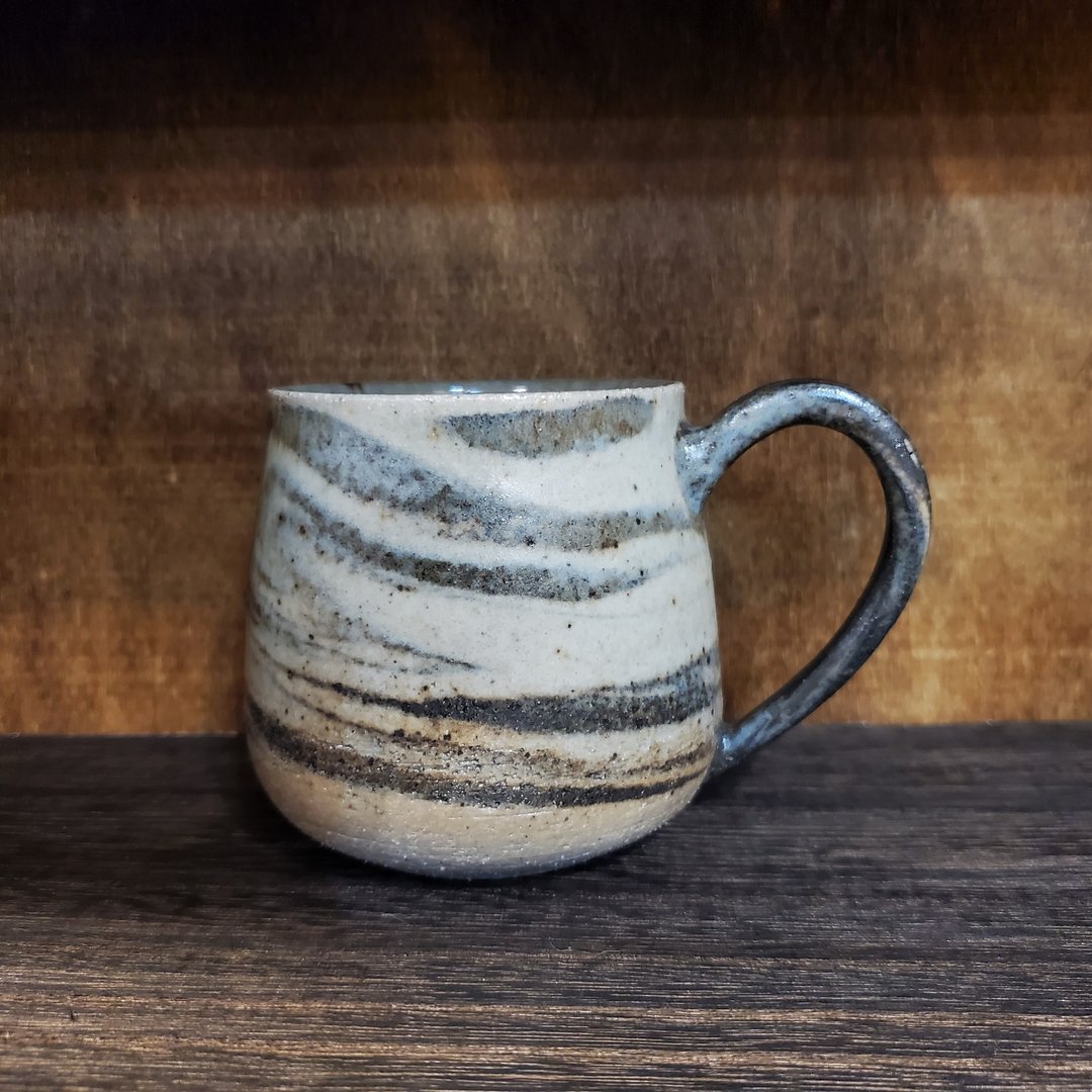 柴烧陶绞泥马克杯 / 咖啡杯 - 咖啡杯/马克杯 - 陶 黑色