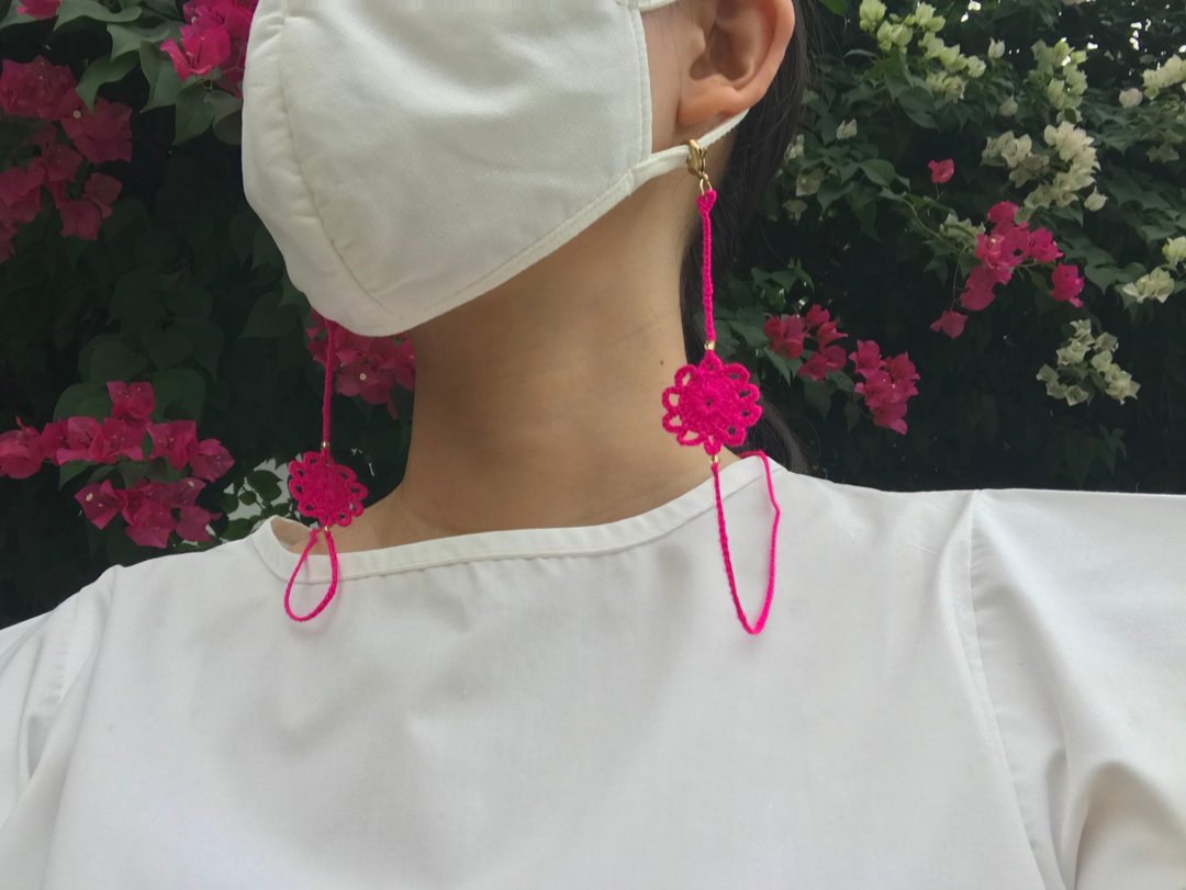 禮物 口罩鍊、眼鏡鍊兩用 crochet|East Asia Traditional no.19 - 口罩 - 贵金属 粉红色