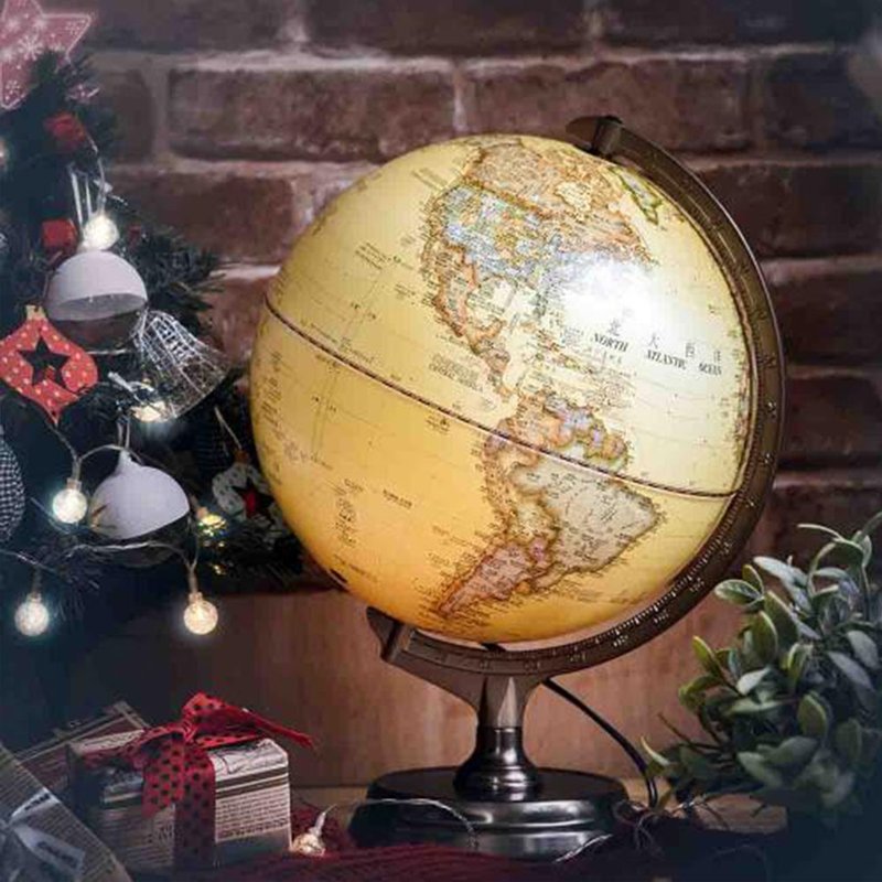 #AR交互款 Skyglobe 12寸仿古金属底座立体触控式地球仪 - 摆饰 - 塑料 卡其色