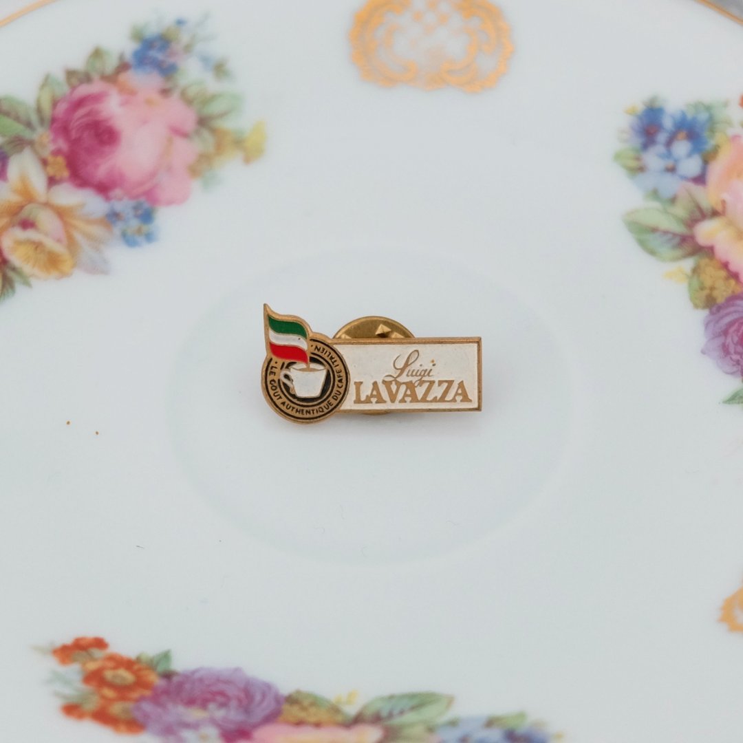 意大利 Luigi Lavazza 咖啡复古别针 - 徽章/别针 - 铜/黄铜 白色