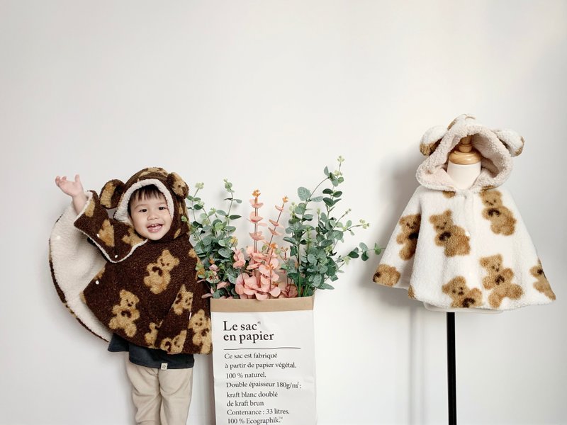 熊熊斗篷 披风 - 童装上衣 - 棉．麻 