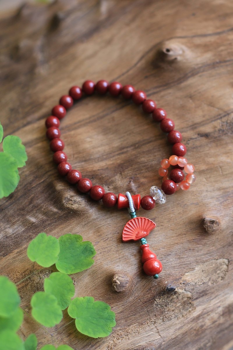 春秋手作 | 原矿6mm帝王砂  紫金砂 | 4mm南红 | 8mm水晶 | 新年 - 手链/手环 - 半宝石 