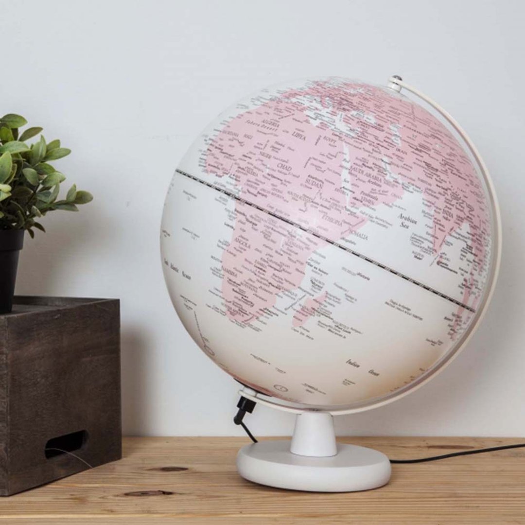 Skyglobe 12寸白海粉陆地木头底座地球仪(英文版) - 摆饰 - 塑料 粉红色