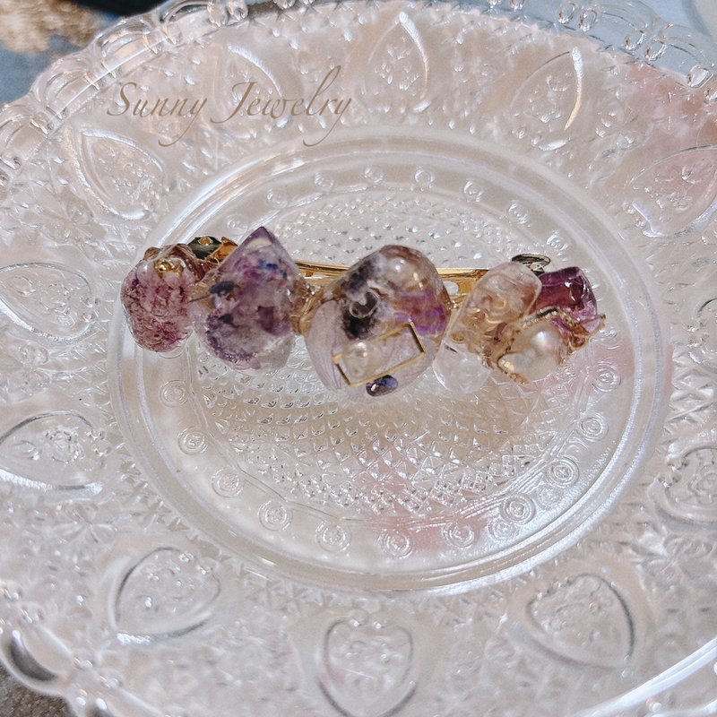 Sunny Jewelry 紫色水晶矿石发夹(可订制) - 发饰 - 其他材质 紫色