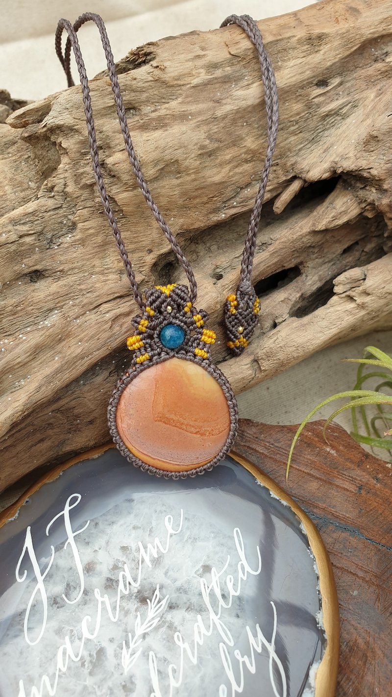 OJ01海洋碧玉民俗风南美蜡线编织项链 - 项链 - 其他材质 咖啡色