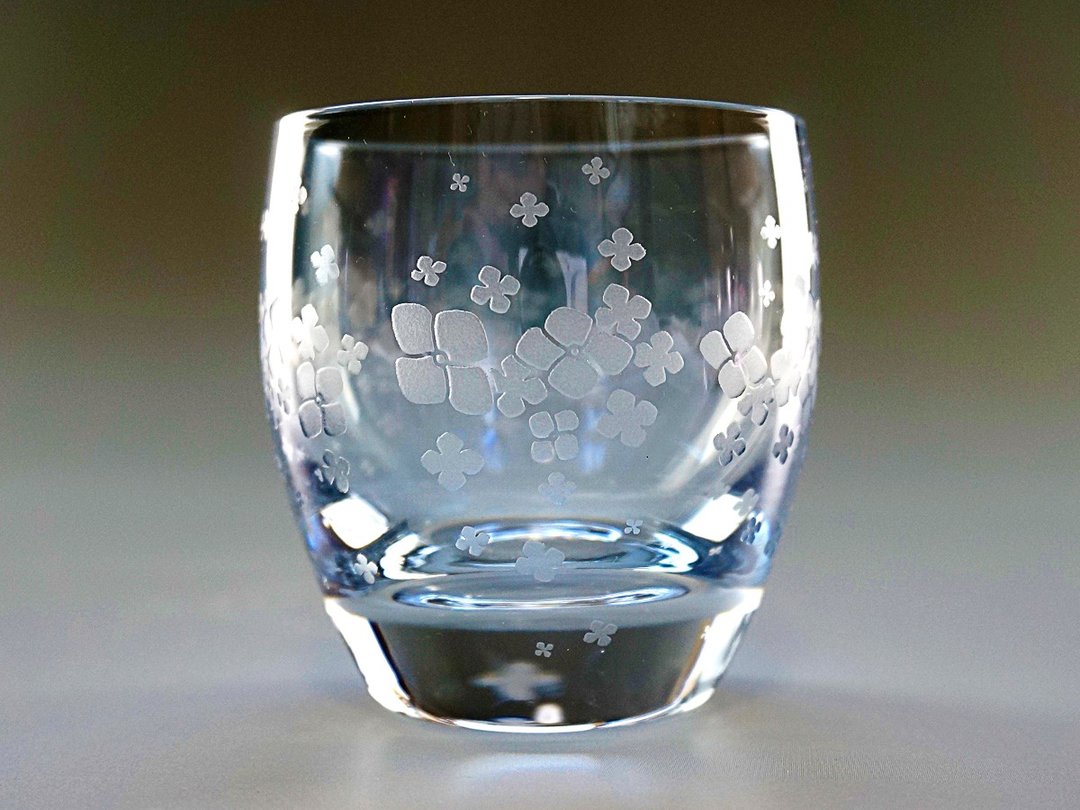 Hydrangea cup [Tsukusa] - 酒杯/酒器 - 玻璃 蓝色