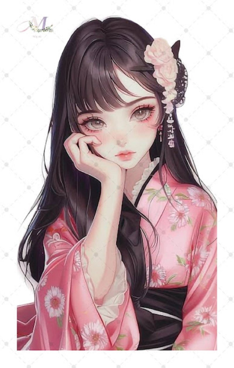贴纸 original sticker 人物贴纸 原创贴纸 女孩贴纸 装饰贴纸 - 贴纸 - 纸 蓝色