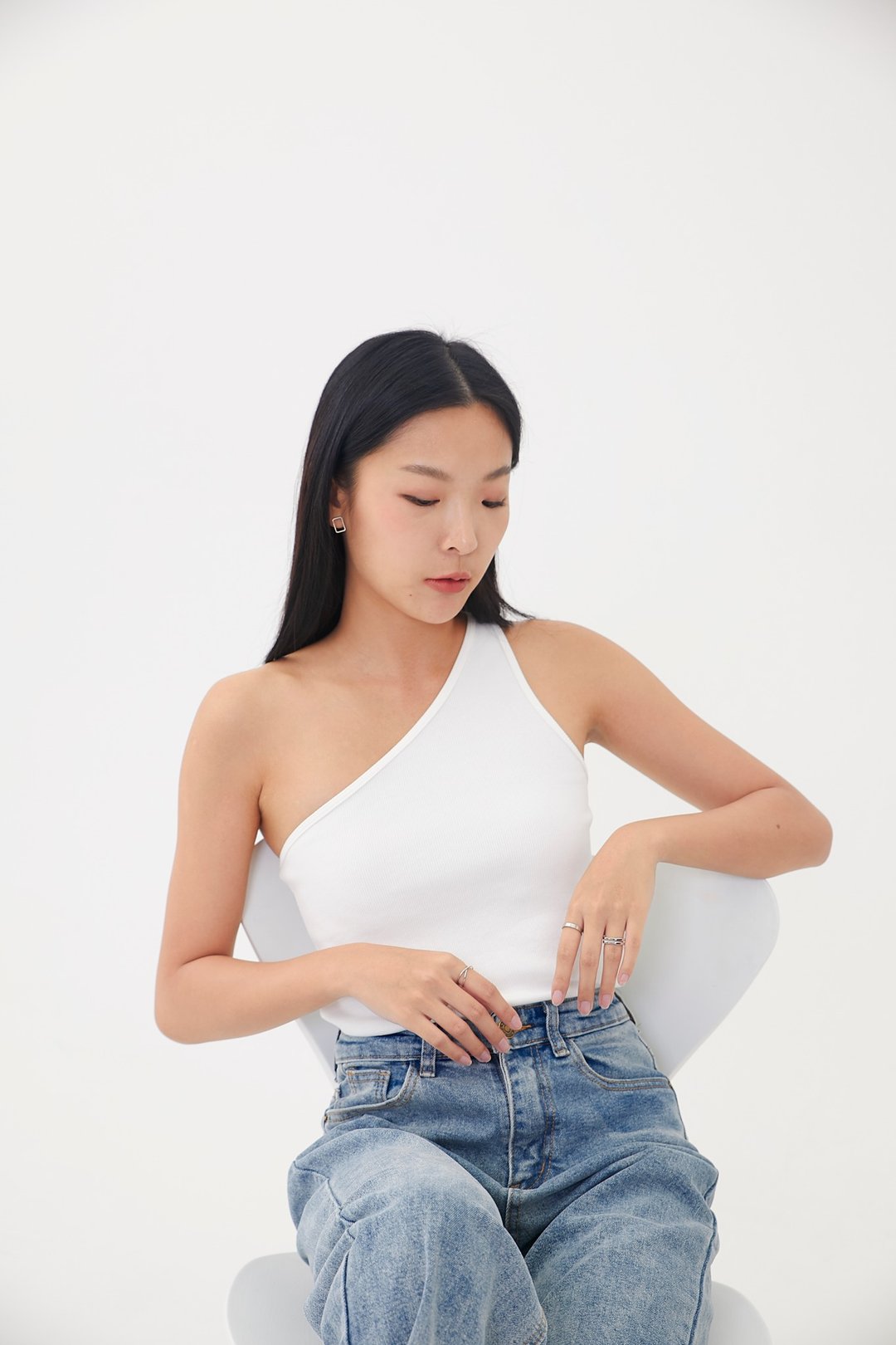 One Sleeve top - 女装 T 恤 - 棉．麻 白色