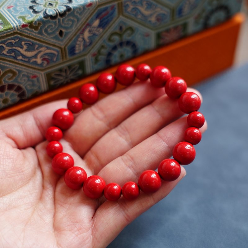 混搭单圈手串 混搭设计朱砂 错落有致圆润无硌 日常通勤叠戴 - 手链/手环 - 其他材质 红色