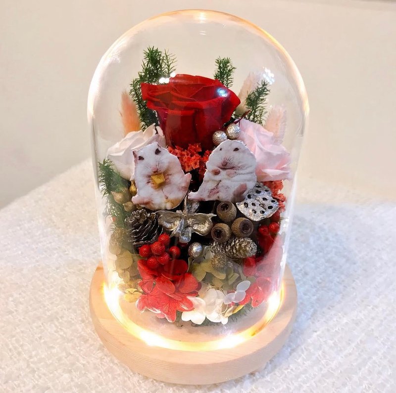 永生花宠物玻璃灯罩。小夜灯。定制宠物礼物。花礼。纪念礼物 - 干燥花/捧花 - 植物．花 