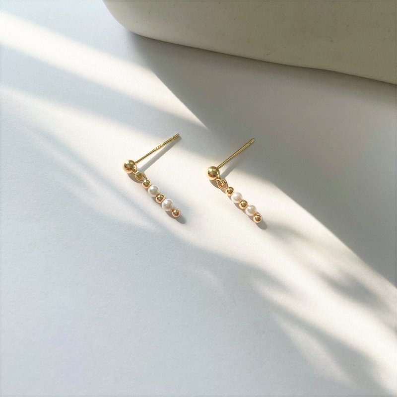 │简约│小珍珠耳针 • 耳环 • 14kgf • 注金 • 包金 - 耳环/耳夹 - 其他金属 