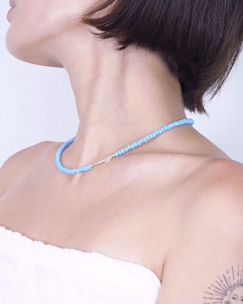 天蓝色宝石项链 - 项链 - 银 蓝色