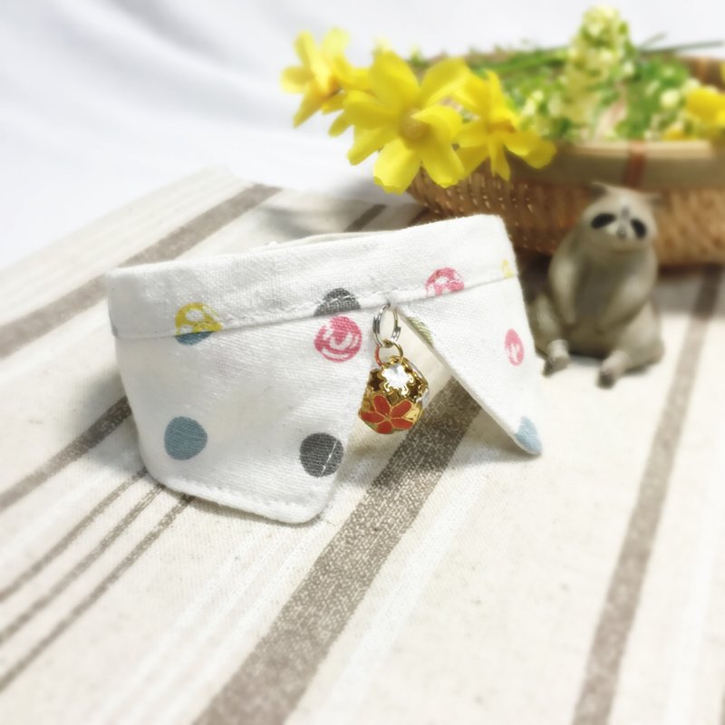 缤纷糖果款 狗狗猫咪领巾装饰项圈 - 项圈/牵绳 - 棉．麻 白色