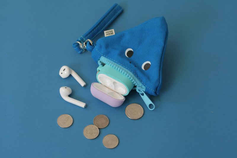 Blue Glutton Monster Triangle (pyramid) Zip Purse - 零钱包 - 其他人造纤维 蓝色