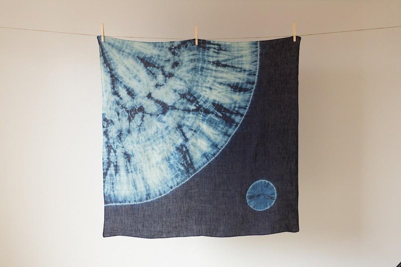 Genuine indigo dyed hemp furoshiki moonlit night - 其他 - 棉．麻 蓝色