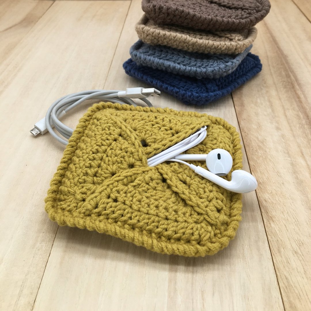 Olive Green Personal Pouch - Hand Crochet Multipurpose Mini Pouch / Bag - 化妆包/杂物包 - 棉 绿色