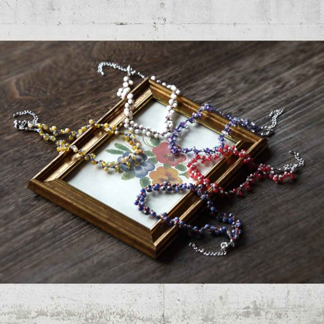 When the violet flower lover-Natural stone necklace woven with silk thread- - 项链 - 其他金属 