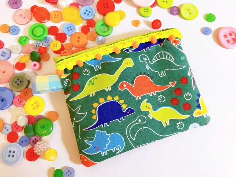 小恐龙手作零钱包票卡包小物包 - 零钱包 - 棉．麻 