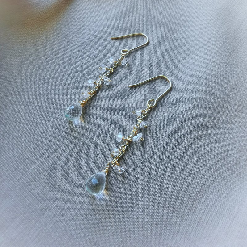 天然赫基蒙水晶耳环 - 耳环/耳夹 - 半宝石 透明