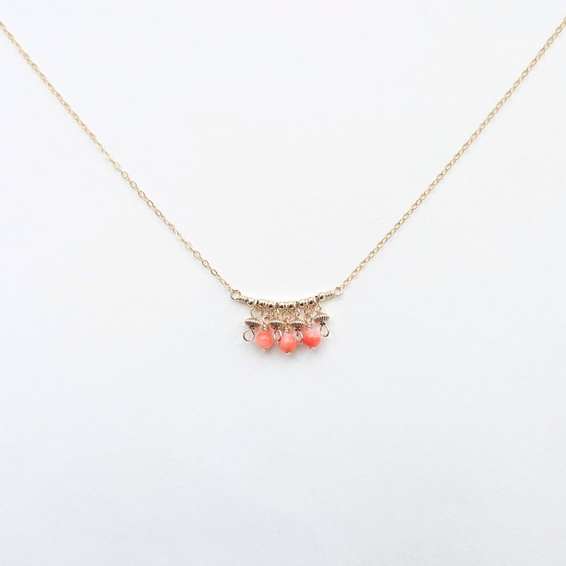 摇摆的深海宝石级珊瑚 14K GF 包金 两用项链定制 | 可改土耳其石 - 项链 - 宝石 橘色