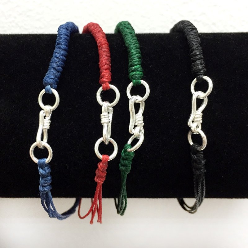 心连心黑色手绳 | 银手链 | 纯银手链|情侣手链 - 手链/手环 - 银 