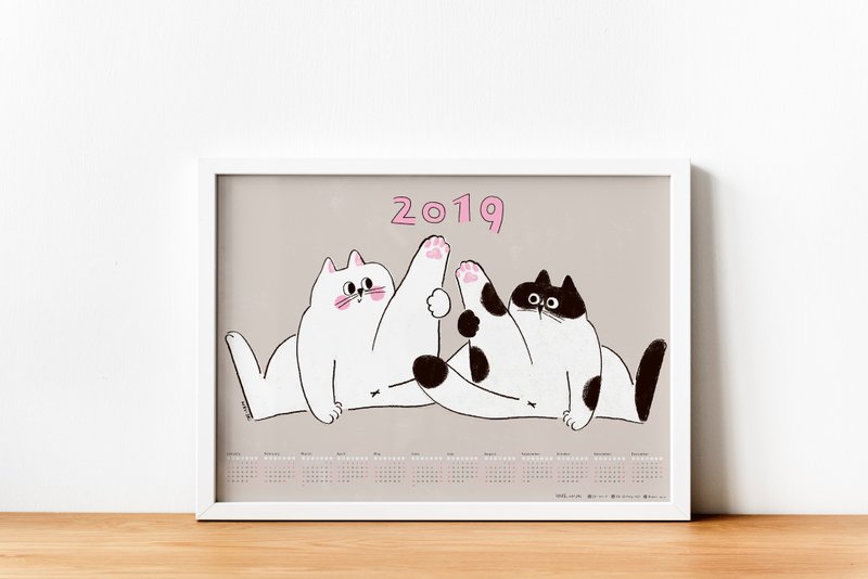 年年是猫年 2019年历海报 - 海报/装饰画/版画 - 纸 灰色