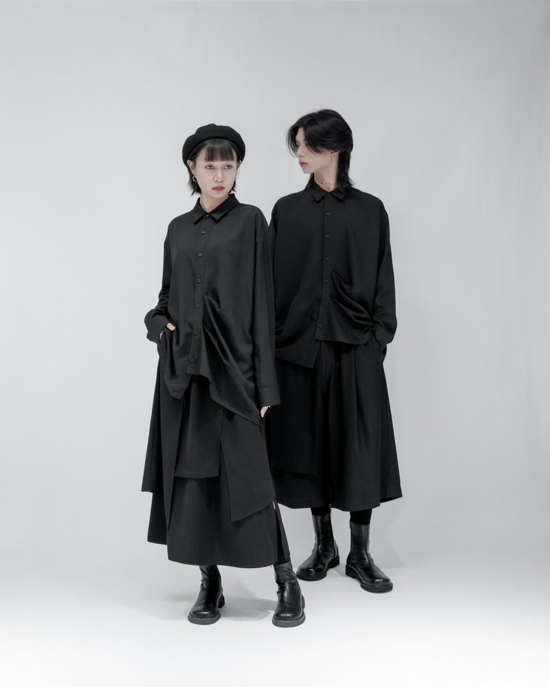 MUKK DESIGN 跳扣造型衬衫 - 男装衬衫 - 聚酯纤维 黑色