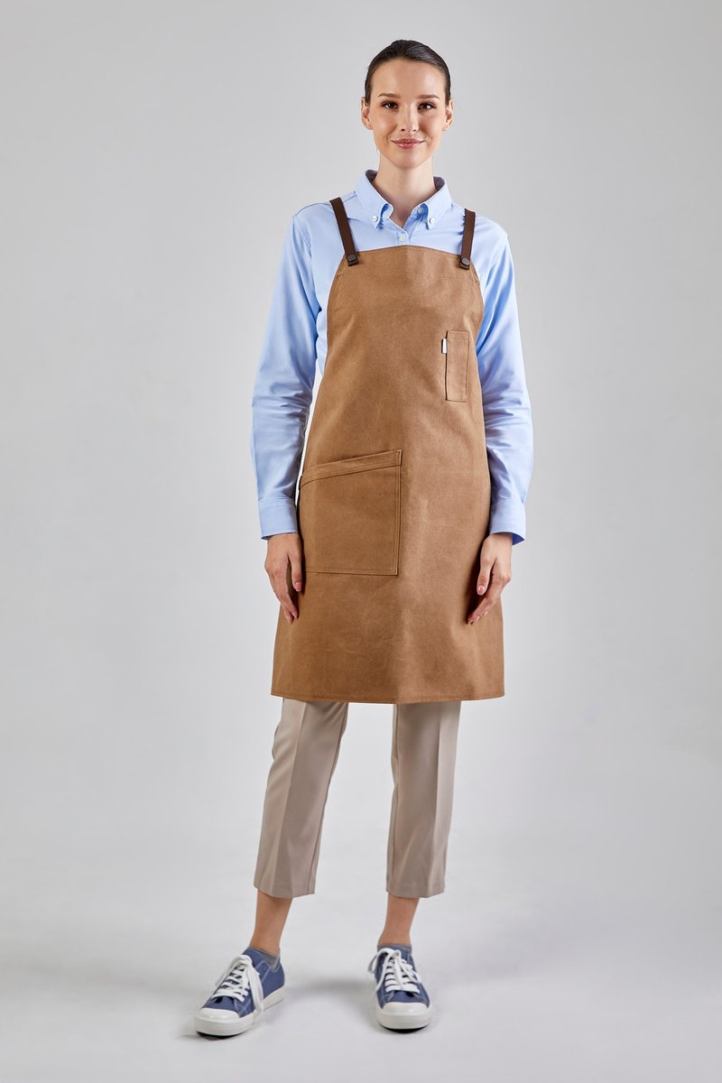 12C 交叉背围裙（肉桂棕色）工作服围裙 - 围裙 - 棉．麻 咖啡色