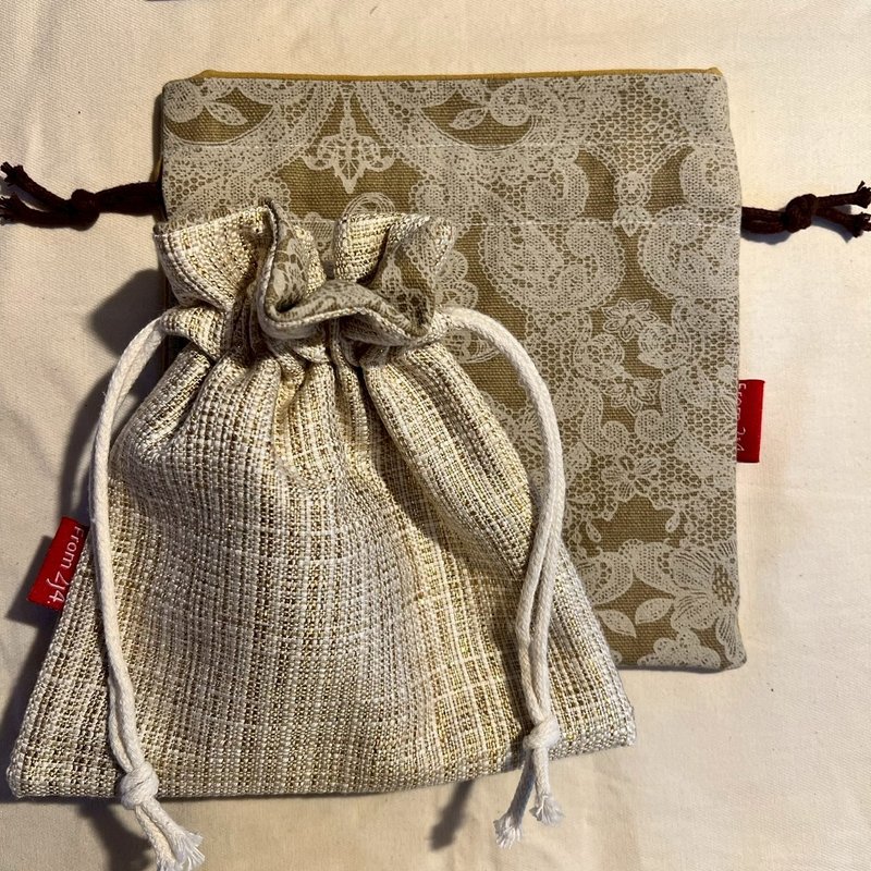 From2j4手工布包_平面束口袋 - 束口袋双肩包 - 棉．麻 卡其色