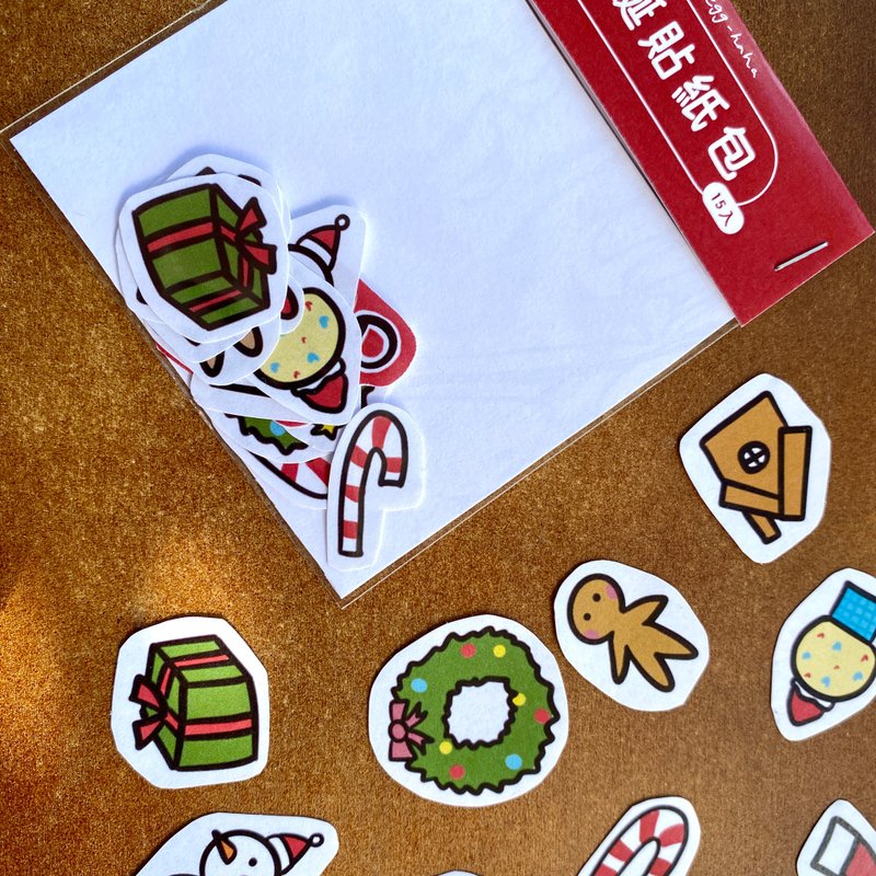 圣诞季  圣诞贴纸包 15入 每款各1 - 贴纸 - 纸 多色