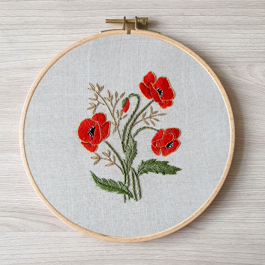 刺绣 蝴蝶罂粟花手工刺绣DIY，花卉图案pdf - 其他数码设计 - 其他材质 