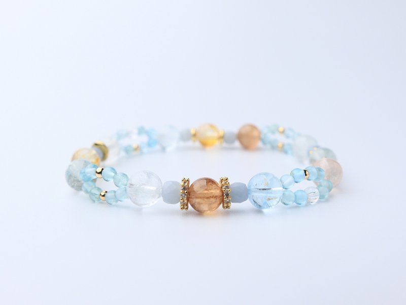 晴光里的翅膀 彩拓帕 蓝拓帕 蓝天使石 水晶手链 水晶 一款一件 - 手链/手环 - 宝石 蓝色